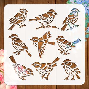 TEMU 스파로우 새 벽 스텐실, 동물 스텐실, 에어 펜 및 스프레이 펜 누출 방지 플레이트. DIY 공예, 타일, 패브릭, 바닥, 벽 장식에 적합한 쉬운 세척 PET 재질 템플릿