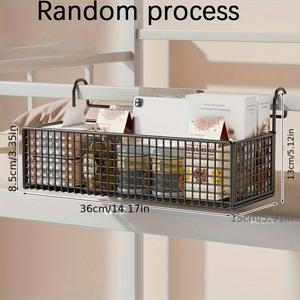 TEMU 침대 옆 수납 랙 (기숙사 침대용), 상단 침대 위에 있는 물품 정리를 위한 걸이 바구니 및 후크가 특징입니다.
