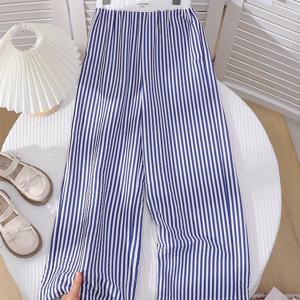 TEMU 여름용 여아용 긴 바지, 루즈핏 캐주얼 와이드 레그 트라우저, 릴렉스하고 예술적인 스타일, 레트로 허리 밴드, 야외 활동에 적합