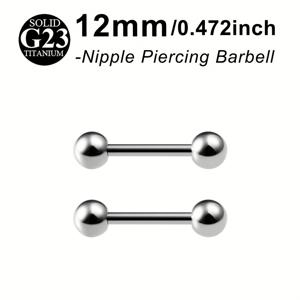 TEMU G23 티타늄 산업용 피어싱 바벨 2개 세트, 귀걸이 및 혀링에 적합, 14 게이지, 직경 12-38mm