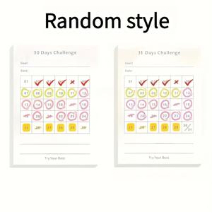 TEMU 30일 챌린지 접착식 직사각형 메모장 - 일일 목표 및 습관 트래커, 생산성 플래너, 100매 논스티키 자기 훈련 습관 기教育 목표 추적용 포스트잇