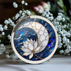 TEMU 휴대용 소형 원형 메이크업 거울 (여행, 호수 집, 주방용), 선물 아이디어 및 휴일 장식