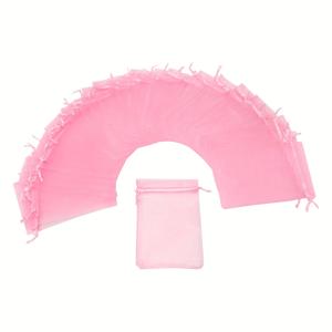 TEMU 여자/남자를 위한 선물, 핑크 튤 선물 가방 50개입, 10X15cm 크기의 사탕 봉투, 오간자 소재, 드로스트링 잠금 방식, 생일, 파티, 결혼식, 크리스마스, 발렌타인데이에 적합, 핑크 테마 파티 선물 포장에 완벽