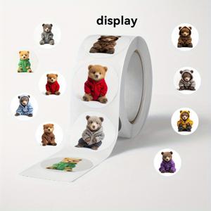 TEMU 500개 귀여운 옷을 입은 곰 자체 접착 종이 공예, 카드 및 봉투 장식용 DIY 재료, 일회용, 어머니날 및 결혼식 파티 장식에 적합