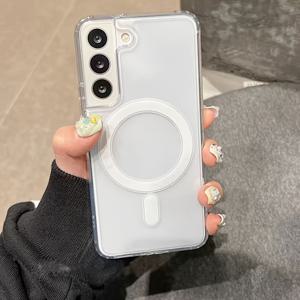 TEMU 폰 케이스: 투명 매그세이프 무선 충전 케이스 S24/S25/S21 울트라/S23 울트라/S22 울트라 호환 보호 커버