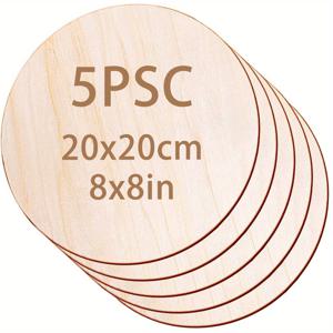 TEMU 원형 나무 제품 5개, 20X20 Cm / 8X8 Inch, 나무 보드, 공예 및 장식, 문구, 홈 데코, 친구 및 가족을 위한 선물, 레이저 컷팅, 우드 버닝, 건축 모델, 염색