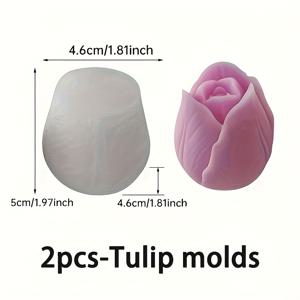 TEMU 2개 튤립 모양 실리콘 몰드, DIY 부케 몰드, 로맨틱한 꽃 테마 몰드, 결혼식 선물용, 캔들 만들기, 수제 비누, 장식품 - 공예 애호가를 위한 최고의 선택
