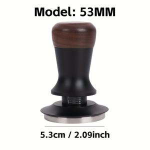 TEMU 커피 텀퍼, 51MM, 53MM, 58MM 사이즈로 제공, 일정한 압력 디자인, 계량된 스프링, 스케일로 조절 가능, 스테인리스 스틸 베이스, 월넛 우드 상단, 알루미늄 합금 핸들, 바리스타를 위한 도구