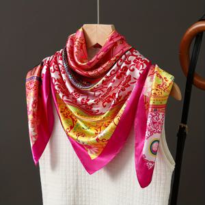 TEMU 여성 패션 가벼운 35.4*35.4인치 올 시즌 숄, 고급스러운 뉴 컬렉션 파이즐 패턴 프린트, 전문가용 여성 스퀘어 야외 소프트 스카프