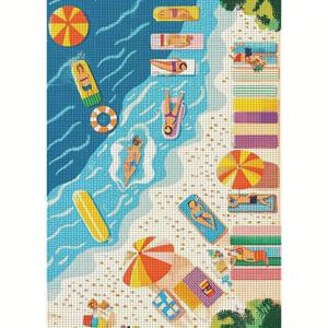 TEMU ZUOANLF 십자수 키트 세트 - 30X40Cm (11.8X15.7인치) / 40X50Cm (15.7X19.7인치), 랜덤 해변 휴가 패턴 특징, 이 자수 재료 패키지는 디자인 차트, 바늘 및 실, 자수 원단을 포함합니다.