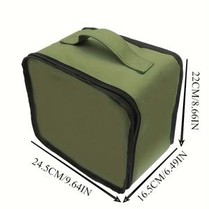 TEMU 1개 올리브 그린 야외 캠핑 보관 가방 지퍼 클로저 포함 - 가스통, 베이킹 트레이, 화장품 및 액세서리용 대용량 - 피크닉, 하이킹, 여행, 캠핑 액세서리, 필수 피크닉 캐리어를 위한 내구성 있는 원단과 플라스틱 구조