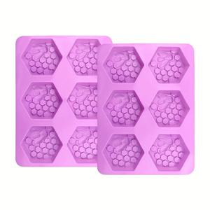 TEMU 2개 실리콘 창의적인 6구 벌집 모양 보라색 비누 몰드, 3D 벌 비누 몰드 DIY 수공예 및 홈메이드 비누용