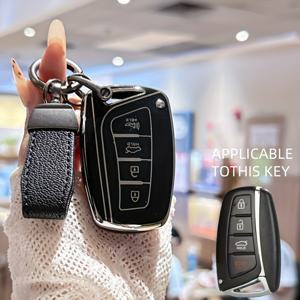 TEMU 3/4 버튼 TPU 키폭 커버 케이스 – 현대 그랜저, G80, HG 세단, 싼타페 2018, IX45, 에쿠스, 아제라용 – 보호 쉘 홀더 액세서리