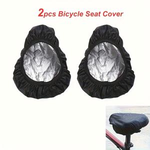 TEMU 블랙 자전거 안장 커버 2개 - 로드바이크 및 산악자전거용, 남녀공용 성인 사이클링 액세서리, 안장 보호대, 유선형 안장 디자인, 유연한 보호 기능