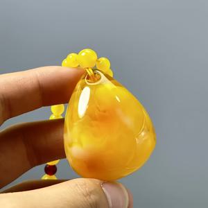 TEMU 스타일 옐로우 앰버 벌꿀 물방울 펜던트 목걸이 - 및 선물용으로 어울리는 트렌디한 액세서리