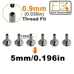 TEMU 6개 세트 F136 솔리드 티타늄 G23 립 피어싱 교체 바 (내부 나사산), 혀, 귀, 연골, 헬릭스 바디 주얼리 추가용 - 16 게이지, 5-14mm