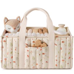 TEMU 휴대용 튼튼한 손잡이 바구니 - 연청색 & 흰색 현대적 디자인, 내구성 폴리에스터 정리함 (차량 트렁크, 집, 기저귀 및 필수품용) - 여행, 주방, 욕실 정리용 다목적 오픈탑 보관함, 스타일리시 컨테이너, 휴대 간편, 멀티퍼포즈 컨테이너, 바쁜 엄마를 위한 선반 바구니, 차량 수납 박스