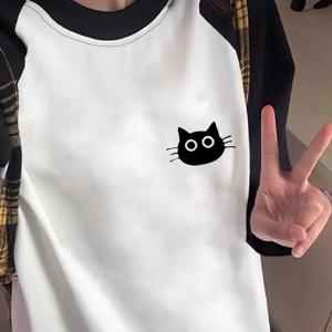 TEMU 2025년 신상 가을용 여아용 롱 슬리브 래그란 티셔츠 (여아용)