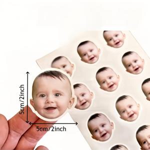 TEMU 맞춤 사진 스티커 (15개, 25개, 50개 팩), 얼굴 스티커, 개인 맞춤 스티커, Her 스티커, 맞춤 로고 스티커, 노트북 스티커, 컵 스티커, 자동차 스티커, 맞춤 스티커 시트 포함. 생일 및 생일 파티 사진 스티커