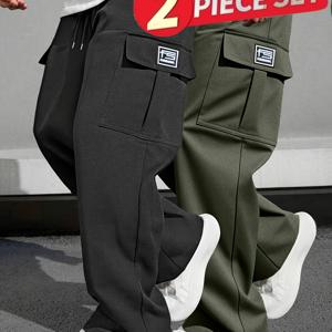 TEMU 남성용 새로운 멀티 포켓 캐주얼 카고 팬츠 2개, 독특한 디자인 FS 카고 바지, 일상복, 레저, 스포츠 & 피트니스용, 다양한 색상 선택 가능