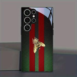 TEMU 휴대폰 케이스 - 레드 앤 그린 벌 패턴 강화 유리 폰 케이스 (삼성 갤럭시 S25/S24/S23/S22/S21/S20/노트 20/A04/A05/A10/A12/A13/A14/A15/A20/A21S/A22/A23/A24/A25/A31/A32/A33/A35/A34/A50/A51/A52/A53/A54/A55/A70 호환) - 고급 패션, 간편한 설치