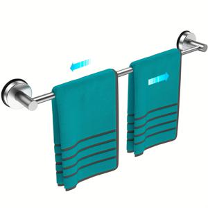 TEMU 1/2개 304 스테인리스 스틸 흡착 컵 수건 걸이, 20인치 조절 가능 11-20인치 수건 랙 욕실 벽용, 유리 샤워 도어용 진공 수건 홀더, 탈착식 욕실 추가품, 홈 데코, 실버