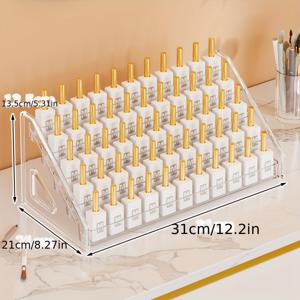 TEMU 아크릴 매니큐어 진열대, 아크릴 네일 아트 보관함, 누름식 인조손톱 정리대, 사다리꼴 매니큐어 사다리형 진열선반