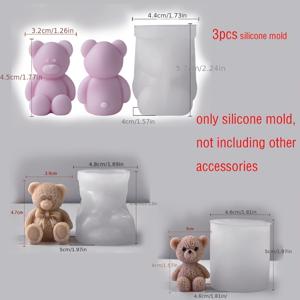 TEMU 미니 곰돌이 실리콘 캔들 몰드 3개 - 사랑스러운 실리콘 몰드, 캔들 및 비누 만들기, 홈 데코, 석고 장식품, 레진 공예, 집 꾸미기 공예품에 적합, 내구성 있는 실리콘