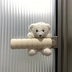 TEMU 귀여운 곰 모양 도어 노브 보호 커버, 방문용 충격 방지 및 정전기 방지 유연한 패브릭 커버, 사랑스러운 곰 도어 핸들, 유닛 도어 및 액세스용