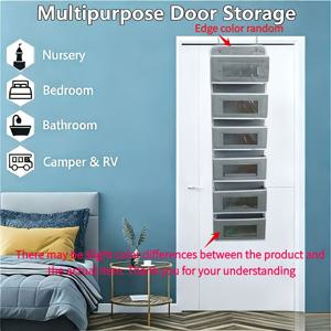 TEMU 6단 접이식 문걸이 수납 선반 - 6개의 대형 포켓, 넘어짐 방지 수직 수납 선반, 공간 절약, 기저귀, 장난감, 신발, 수건 수납에 적합 - 내구성 있는 패브릭 다기능 가정용 수납 솔루션, 걸이형 수납 선반, 고중량용