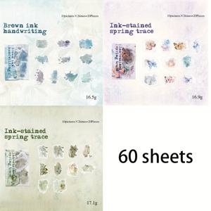 TEMU 60개/봉지 (각 스타일 20개씩 3종) 스머지 잉크 스티커 팩 - 저널, 플래너, 스크랩북, 워터 데칼용 - 스머지 테마 문구류 선물, 생일 및 휴일 장식