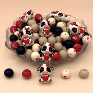 TEMU 30개 실리콘 비즈 DIY 세트, 데이 시리즈 실리콘 3D 소, 펜, 팔찌, 목걸이, 랜야드 제작용 다양한 색상의 비즈 액세서리, 내구성 있는 실리콘 포커스 비즈, 수제 DIY 주얼리 만들기 키트, 비즈 & 비즈 어쏘트먼트 파티 선물