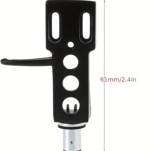 TEMU 알루미늄 합금 턴테이블 헤드쉘 및 톤암, 연결선 4개 포함 - 블랙 DJ 및 바이닐 레코드 플레이어