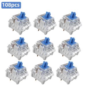 TEMU 108개 블루 스위치 기계식 키보드 키 | 3핀, 50g 액추에이션 포스, 클릭 소음, 정밀 타이핑, 방진 POM 스템, 사전 윤활 키 스위치, 키보드 클릭러 교체 부품
