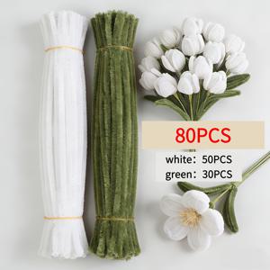 TEMU 멀티 컬러 수제 셔닐 줄기 세트—업그레이드 및 강화, DIY 공예, 부활절 장식, 명절 선물, 파티 장식용, 조화 꽃꽂이, 정원 장식, 부케 만들기 용품에 적합