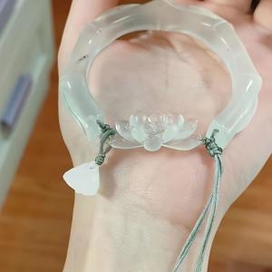 TEMU 청신 중국풍 백달빛 아이스 연꽃 팔찌, 니치 스타일, 라이트 럭셔리, 고급스러운 느낌, 여성용, 시원하고 고요한 기질