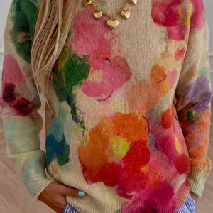 TEMU 우아한 크루넥 스웨터 | 편안한 가을-겨울 레이어링, 캐주얼 웨어, 패션 탑, 2-3CM 사이즈 허용 루즈핏