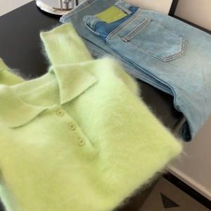 TEMU 여성용 가을 겨울 두꺼운 부드러운 플러시 스웨터, 소프트 왁스 소재, 청량한 감성의 트렌디한 탑