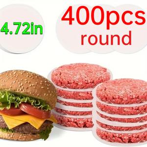TEMU 400개 논스틱 햄버거 종이 - 4.72인치, 패티 분리, 베이킹, 그릴링, 케이크 만들기, 냉동, 사탕 포장용으로 적합. 다용도 주방 필수품, 케이크 포장 | 논스틱 표면 | 식품 등급 소재