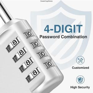 TEMU 체육관 사물함, 공구 상자, 문, 울타리, 보관 장치, 스포츠 사물함 및 캐비닛과 같은 야외 물품 보안을 위해 설계된 4자리 비밀번호 잠금장치 (실버 색상)