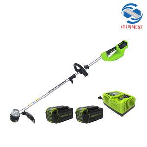 greenworks 그린웍스 G-MAX 40V 충전 프론트마운트 예초기 5.0Ah 배터리 2개세트 벌초 성묘작업