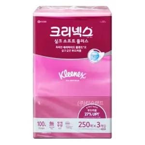 크리넥스 각티슈 실크소프트 미용티슈 250매 3개입 x1개