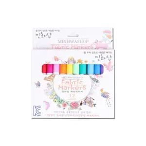 패브릭 마카 12색 페브릭 마커 에코백 색칠 사인펜 리폼 싸인펜 티셔츠 신발 캔버스 액자 섬유 염색 꾸미기