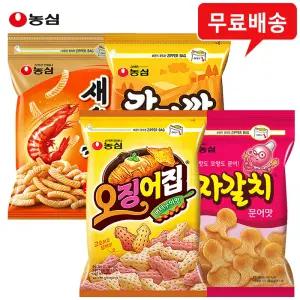 농심 대용량 지퍼백 4봉(새우깡1+감자깡1+빅오징어집1+빅자갈치1) 무배