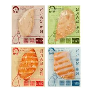 푸드원 맛닭 냉동 훈제 닭가슴살 4종 혼합 100g X 20팩 2kg (훈제5+마늘5+칠리5+저염5)