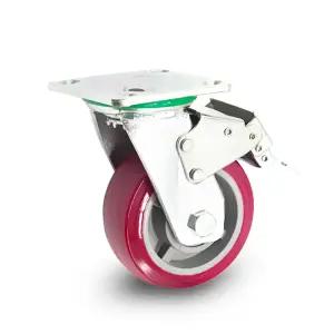 고중량 자색 바퀴 캐스터 12.5cm(5인치) 토탈락 회전브레이크형