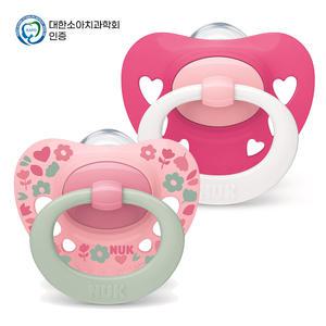 누크 시그니처 노리개젖꼭지 S2 (6~18개월) 핑크 2개입/쪽쪽이