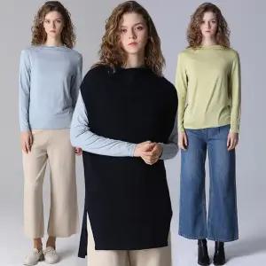 3SET [르오트(LeOT)] 소프트 니트 롱 베스트1+티블라우스2 3종세트-사이즈55~88다양