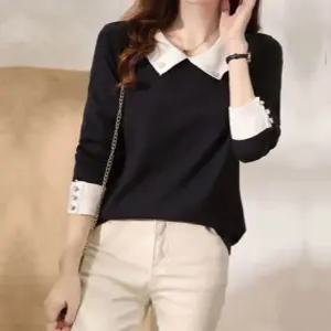 [휴드]멜렌드 배색 버튼 포인 니트