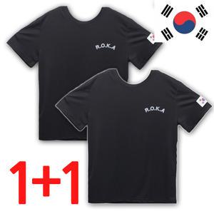 국산 로카티 2P ROKA 쿨론 코리아아미 군인 반팔티 학교반티 태극기 KOREA ARMY 군용 디지털 육군 블랙 카키